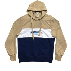 MSC Hoodie Mens Size Large Tan White Long Sleeve Pullover Graphic Print